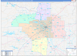 Little Rock-North Little Rock-Conway Metro Area Wall Map Color Cast Style 2024